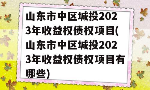 山东市中区城投2023年收益权债权项目(山东市中区城投2023年收益权债权项目有哪些)