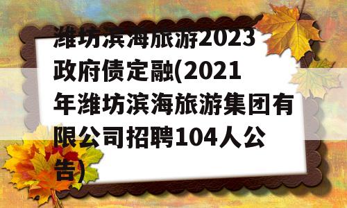 潍坊滨海旅游2023政府债定融(2021年潍坊滨海旅游集团有限公司招聘104人公告)