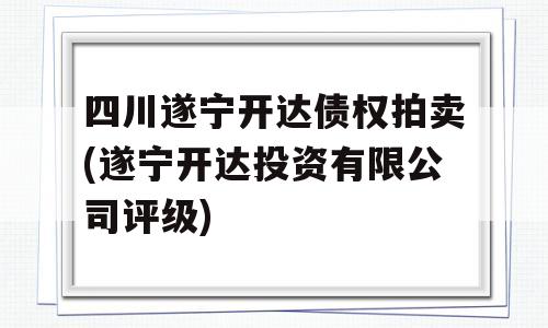 四川遂宁开达债权拍卖(遂宁开达投资有限公司评级)