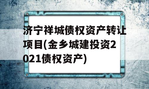 济宁祥城债权资产转让项目(金乡城建投资2021债权资产)