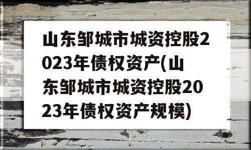 山东邹城市城资控股2023年债权资产(山东邹城市城资控股2023年债权资产规模)