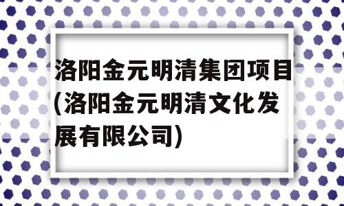 洛阳金元明清集团项目(洛阳金元明清文化发展有限公司)