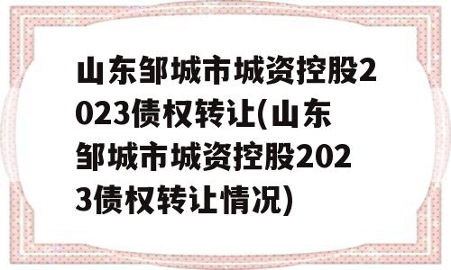 山东邹城市城资控股2023债权转让(山东邹城市城资控股2023债权转让情况)