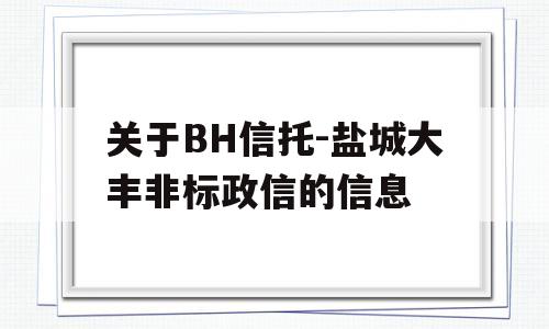 关于BH信托-盐城大丰非标政信的信息