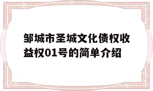 邹城市圣城文化债权收益权01号的简单介绍