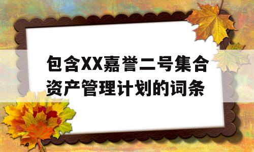 包含XX嘉誉二号集合资产管理计划的词条