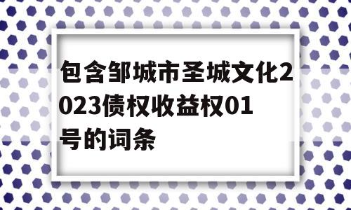 包含邹城市圣城文化2023债权收益权01号的词条