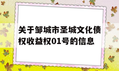 关于邹城市圣城文化债权收益权01号的信息