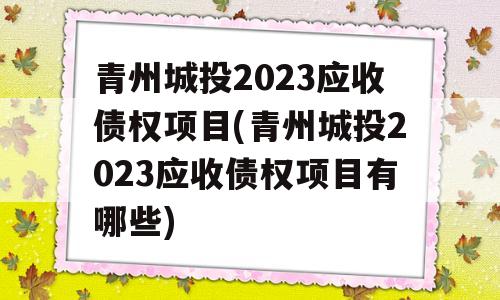 青州城投2023应收债权项目(青州城投2023应收债权项目有哪些)