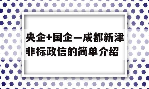 央企+国企—成都新津非标政信的简单介绍