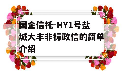 国企信托-HY1号盐城大丰非标政信的简单介绍