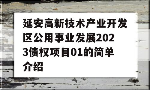 延安高新技术产业开发区公用事业发展2023债权项目01的简单介绍