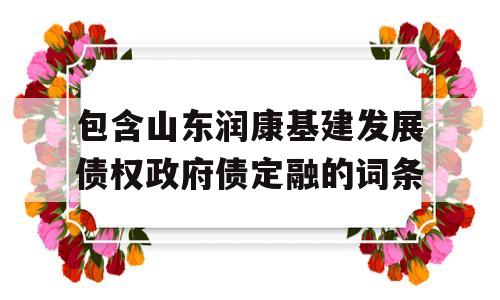 包含山东润康基建发展债权政府债定融的词条