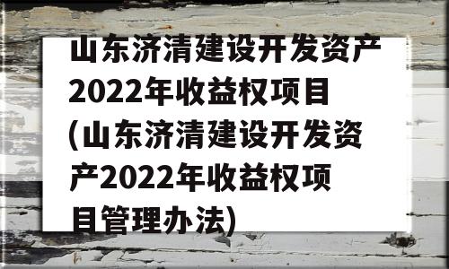 山东济清建设开发资产2022年收益权项目(山东济清建设开发资产2022年收益权项目管理办法)