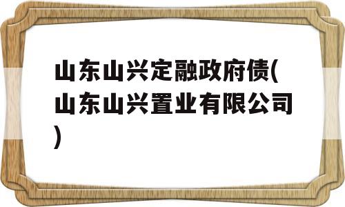 山东山兴定融政府债(山东山兴置业有限公司)