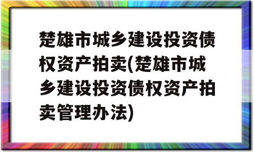 楚雄市城乡建设投资债权资产拍卖(楚雄市城乡建设投资债权资产拍卖管理办法)