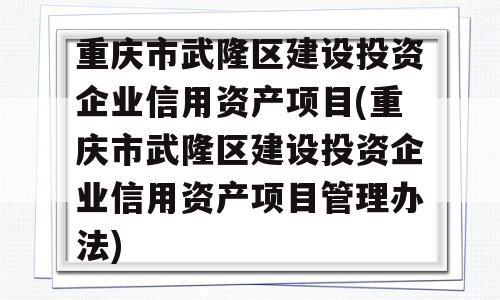 重庆市武隆区建设投资企业信用资产项目(重庆市武隆区建设投资企业信用资产项目管理办法)