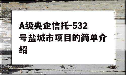 A级央企信托-532号盐城市项目的简单介绍