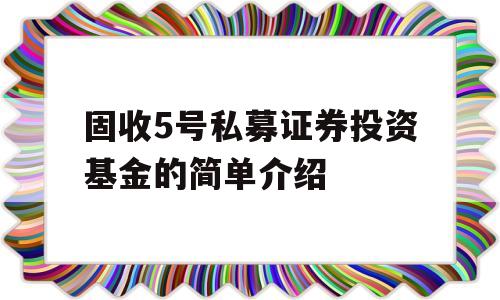 固收5号私募证券投资基金的简单介绍