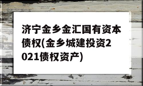 济宁金乡金汇国有资本债权(金乡城建投资2021债权资产)