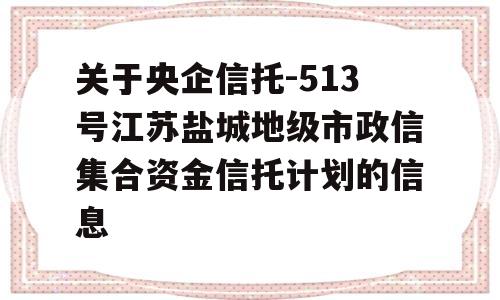 关于央企信托-513号江苏盐城地级市政信集合资金信托计划的信息