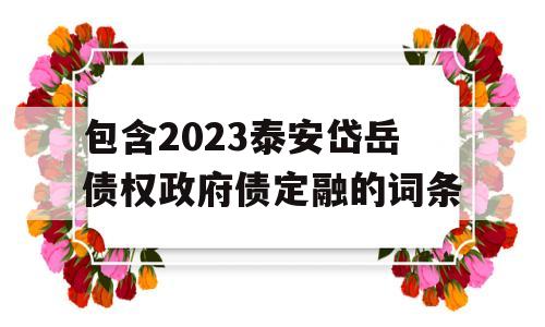 包含2023泰安岱岳债权政府债定融的词条