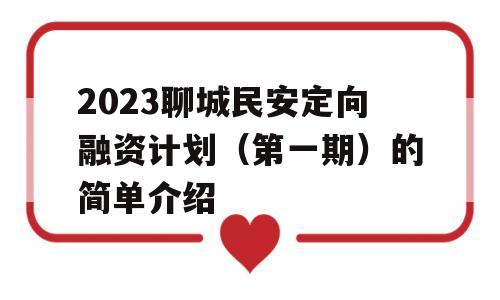 2023聊城民安定向融资计划（第一期）的简单介绍