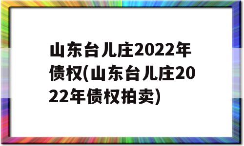 山东台儿庄2022年债权(山东台儿庄2022年债权拍卖)