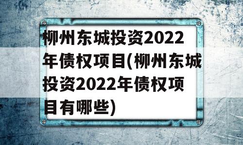 柳州东城投资2022年债权项目(柳州东城投资2022年债权项目有哪些)