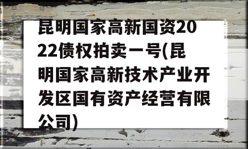 昆明国家高新国资2022债权拍卖一号(昆明国家高新技术产业开发区国有资产经营有限公司)