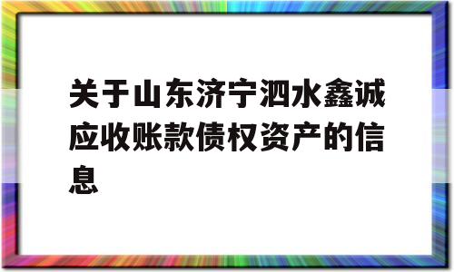 关于山东济宁泗水鑫诚应收账款债权资产的信息