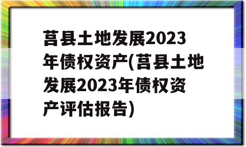 莒县土地发展2023年债权资产(莒县土地发展2023年债权资产评估报告)