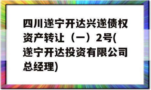 四川遂宁开达兴遂债权资产转让（一）2号(遂宁开达投资有限公司总经理)