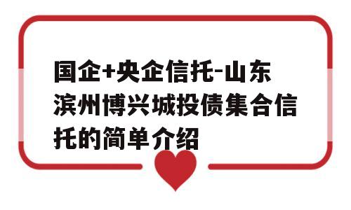 国企+央企信托-山东滨州博兴城投债集合信托的简单介绍