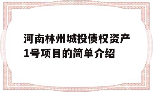 河南林州城投债权资产1号项目的简单介绍