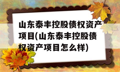 山东泰丰控股债权资产项目(山东泰丰控股债权资产项目怎么样)