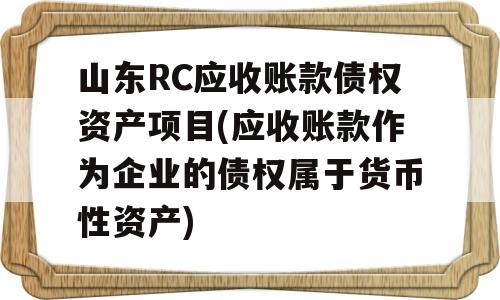 山东RC应收账款债权资产项目(应收账款作为企业的债权属于货币性资产)