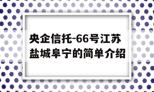 央企信托-66号江苏盐城阜宁的简单介绍