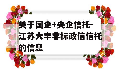 关于国企+央企信托-江苏大丰非标政信信托的信息