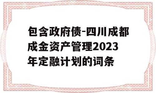 包含政府债-四川成都成金资产管理2023年定融计划的词条