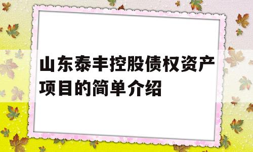 山东泰丰控股债权资产项目的简单介绍