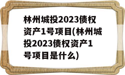 林州城投2023债权资产1号项目(林州城投2023债权资产1号项目是什么)