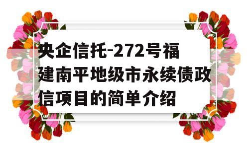 央企信托-272号福建南平地级市永续债政信项目的简单介绍