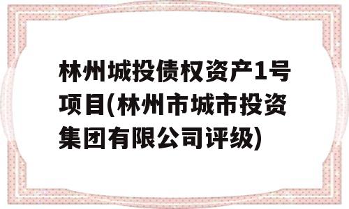 林州城投债权资产1号项目(林州市城市投资集团有限公司评级)