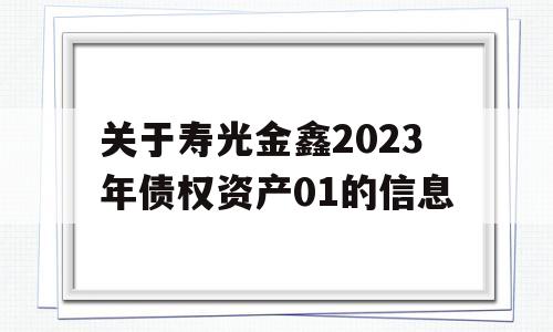 关于寿光金鑫2023年债权资产01的信息