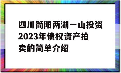 四川简阳两湖一山投资2023年债权资产拍卖的简单介绍