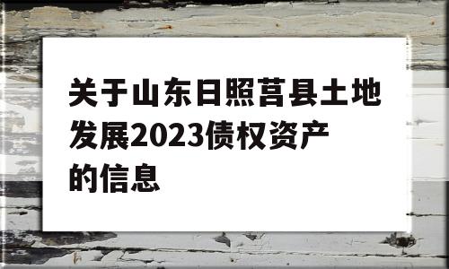 关于山东日照莒县土地发展2023债权资产的信息