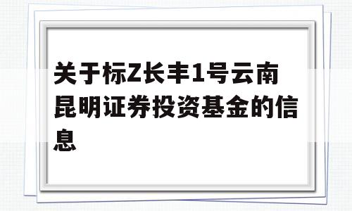 关于标Z长丰1号云南昆明证券投资基金的信息