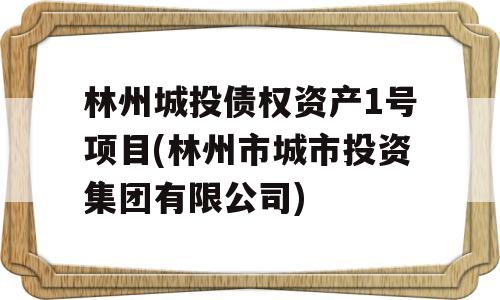 林州城投债权资产1号项目(林州市城市投资集团有限公司)