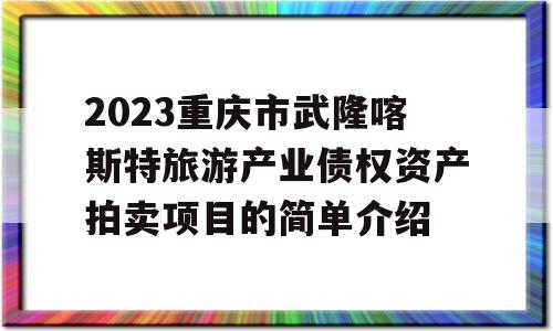 2023重庆市武隆喀斯特旅游产业债权资产拍卖项目的简单介绍